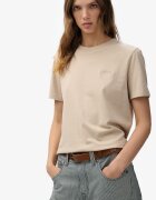 Superdry & Co Тениска с овално деколте и бродирано лого Светло бежово