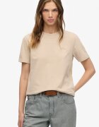 Superdry & Co Тениска с овално деколте и бродирано лого Светло бежово