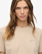 Superdry & Co Тениска с овално деколте и бродирано лого Светло бежово