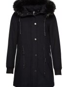 Superdry Дамско яке вълна и полиестер - качулка с кожа - регулиране на талията