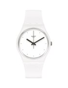 Swatch Мъжки часовник Think Time - кварцов механизъм - силиконова рамка - бял