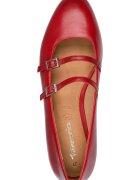 Tamaris Кожени пантофки с каишки с тока Червен