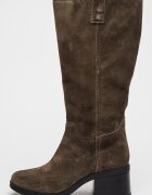 Timberland Кожени дълги ботуши Bellevaux с масивен ток Тъмно каки