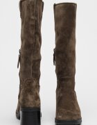 Timberland Кожени дълги ботуши Bellevaux с масивен ток Тъмно каки