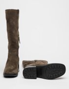 Timberland Кожени дълги ботуши Bellevaux с масивен ток Тъмно каки