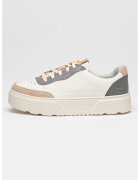 Timberland Кожени спортни обувки Laurel Court с велур - Бял/Tъмносив