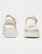 Timberland Полускосени кожени сандали с тока Бял