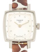 Tissot Часовник с каишка с щампа Бял/Кафяв