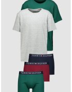 Tommy Hilfiger Боксерки и тениска - 5 части - Зелен/Сив меланж/Тъмносин