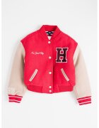 Tommy Hilfiger Бомбър яке с вълна и джобове - Червен/Камел