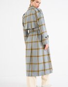 Tommy Hilfiger Дълъг тренч с вълна на каре Каки/Син