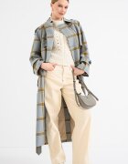 Tommy Hilfiger Дълъг тренч с вълна на каре Каки/Син