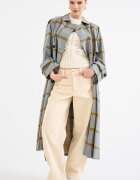 Tommy Hilfiger Дълъг тренч с вълна на каре Каки/Син