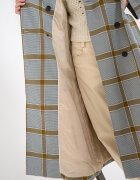 Tommy Hilfiger Дълъг тренч с вълна на каре Каки/Син