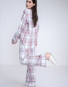 Tommy Hilfiger Дълга пижама на каре с домашни пантофи Бордо/Тъмносин/Мръснобял