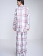 Tommy Hilfiger Дълга пижама на каре с домашни пантофи Бордо/Тъмносин/Мръснобял