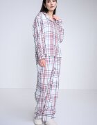 Tommy Hilfiger Дълга пижама на каре с домашни пантофи Бордо/Тъмносин/Мръснобял
