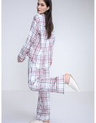 Tommy Hilfiger Дълга пижама на каре с домашни пантофи - Бордо/Тъмносин/Мръснобял