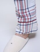 Tommy Hilfiger Дълга пижама на каре с домашни пантофи Бордо/Тъмносин/Мръснобял