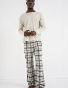 Tommy Hilfiger Дълга пижама с памук Черен/Светло бежово