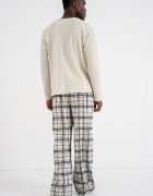 Tommy Hilfiger Дълга пижама с памук Черен/Светло бежово