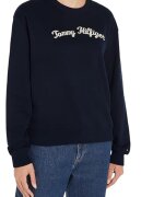 Tommy Hilfiger Дамски суичър тъмносин - 100% памук - с бродирано лого - дълъг ръкав