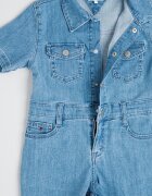 Tommy Hilfiger Дънков гащеризон с къси ръкави Прашно синьо