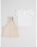 Tommy Hilfiger Дънков сукман и тениска с дипли - 2 части - Бежов/Бял
