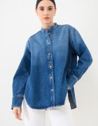 Tommy Hilfiger Дънкова риза Glow с яка тип туника Син меланж