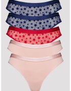 Tommy Hilfiger Десенирана танга - 3 чифта - Тъмносин/Аленочервен/Прашно розово
