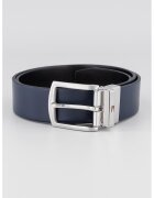 Tommy Hilfiger Двулицев кожен колан Denton - Черен/Тъмносин