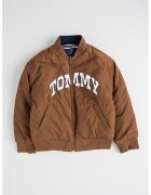 Tommy Hilfiger Двулицево яке с райе и лого - Бял/Светлокафяв