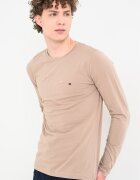Tommy Hilfiger Еластична слим блуза Бежов