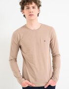 Tommy Hilfiger Еластична слим блуза Бежов