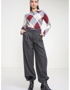 Tommy Hilfiger Кариран памучен пуловер - Бордо/Сив меланж