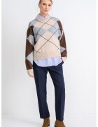 Tommy Hilfiger Кариран пуловер с вълна алпака - Тъмнокафяв/Кафяв/Светло
