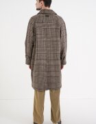 Tommy Hilfiger Карирано палто с вълна с джобове встрани Кафяв/Сив