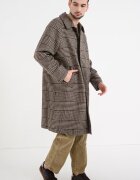 Tommy Hilfiger Карирано палто с вълна с джобове встрани Кафяв/Сив