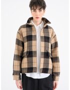 Tommy Hilfiger Карирано яке с вълна с джобове с капаче - Тъмнокафяв/Сиво-кафяв