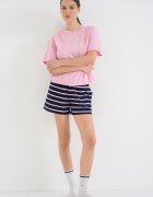 Tommy Hilfiger Къса памучна пижама с принт Ултрамарин синьо/Пастелнорозов