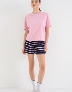 Tommy Hilfiger Къса памучна пижама с принт Ултрамарин синьо/Пастелнорозов