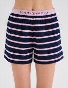 Tommy Hilfiger Къса памучна пижама с принт Ултрамарин синьо/Пастелнорозов