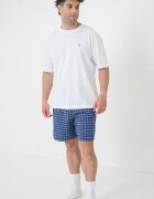 Tommy Hilfiger Къса пижама с джобове встрани Мръснобял/Blue Titanium