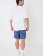 Tommy Hilfiger Къса пижама с джобове встрани Мръснобял/Blue Titanium