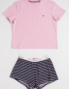Tommy Hilfiger Къса пижама с памук Прашно розово/Тъмносин