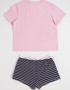Tommy Hilfiger Къса пижама с памук Прашно розово/Тъмносин