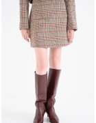 Tommy Hilfiger Къса пола на каре - Червен/Сиво-кафяв