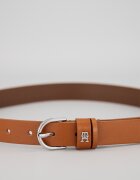 Tommy Hilfiger Кожен скини колан с лого Канелено кафяво