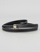 Tommy Hilfiger Кожен скини колан с тока с лого Черен