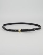 Tommy Hilfiger Кожен скини колан с тока с лого Черен